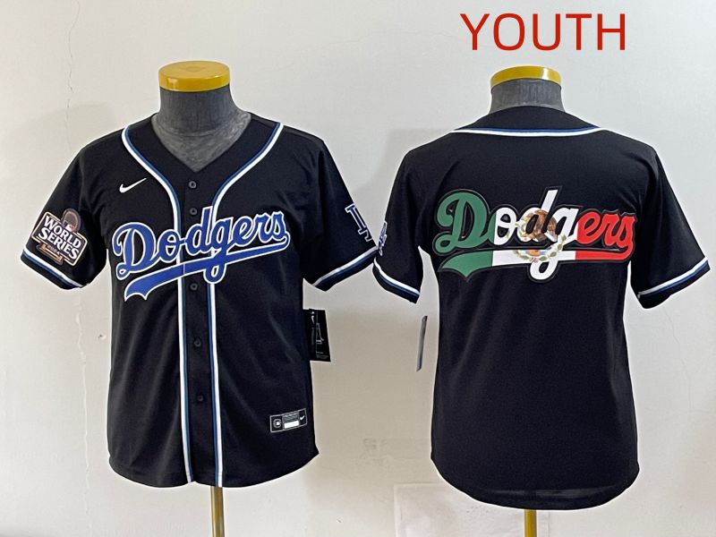 Youth 2025 Los Angeles Dodgers Blank Black Three generations Fashion Nike MLB Jersey style 11->youth mlb jersey->Youth Jersey